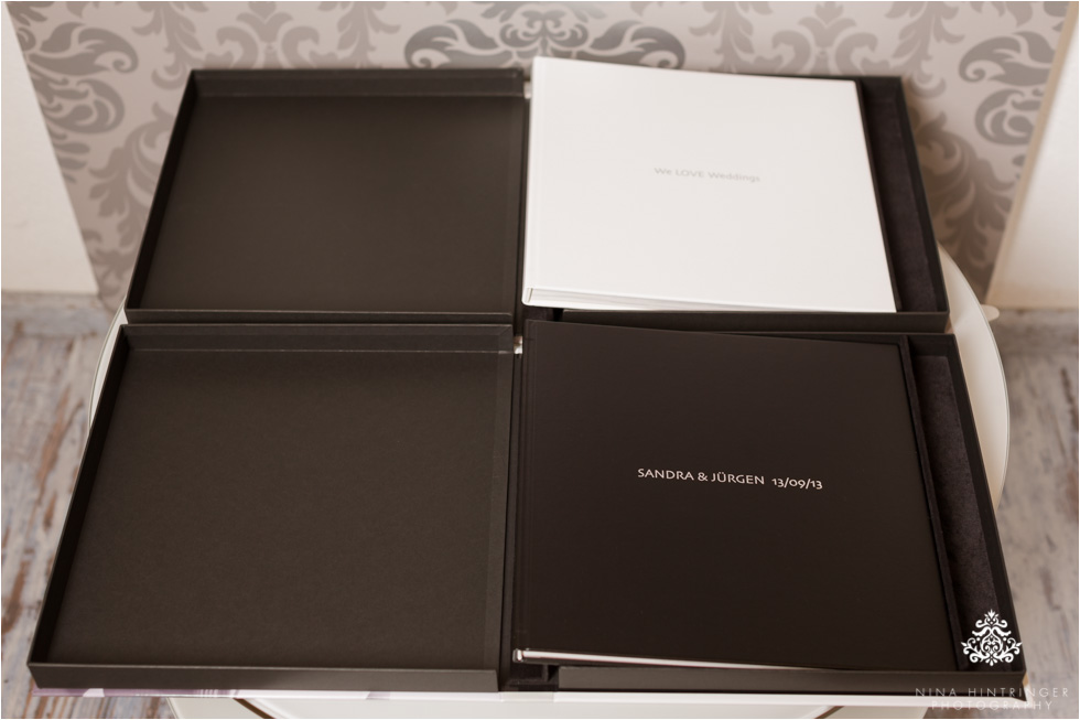 Luxury book edition with white or black animal friendly leather cover with silver hot stamping text (of course also available in gold) - Blog of Nina Hintringer Photography - Wedding Photography, Wedding Reportage and Destination Weddings