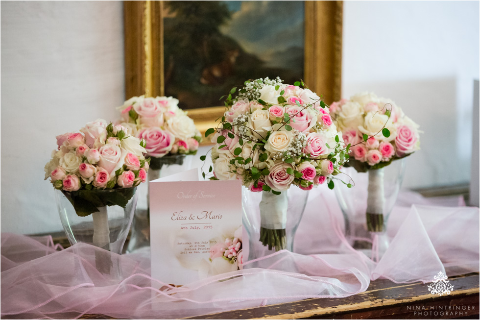 Bouquets for bride and bridesmaids at Schloss Prielau, Zell am See, Salzburg, Austria - Blog of Nina Hintringer Photography - Wedding Photography, Wedding Reportage and Destination Weddings
