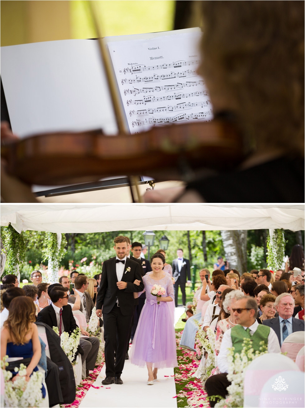 Entrance at the beginning of outdoor ceremony at Schloss Prielau, Zell am See, Salzburg, Austria - Blog of Nina Hintringer Photography - Wedding Photography, Wedding Reportage and Destination Weddings