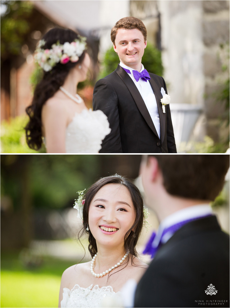 Groom and bride close up shots at Schloss Prielau, Zell am See, Salzburg, Austria - Blog of Nina Hintringer Photography - Wedding Photography, Wedding Reportage and Destination Weddings