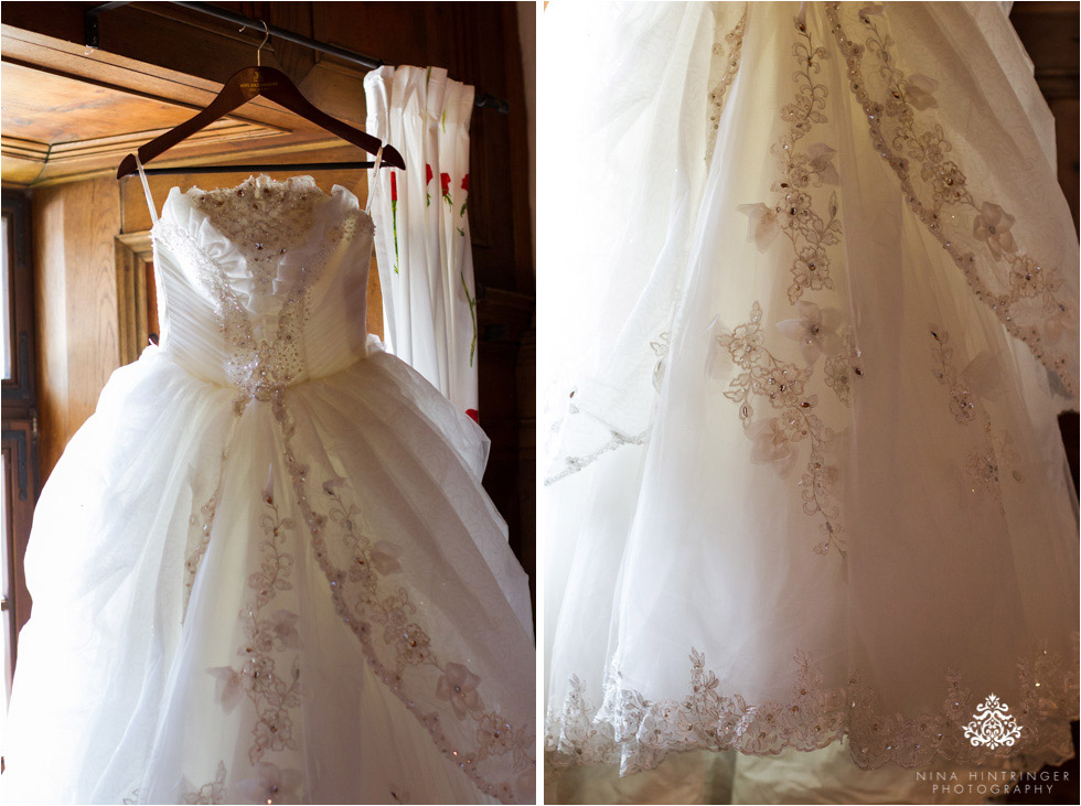 Detail shots of wedding dress at Schloss Prielau, Zell am See, Salzburg, Austria - Blog of Nina Hintringer Photography - Wedding Photography, Wedding Reportage and Destination Weddings