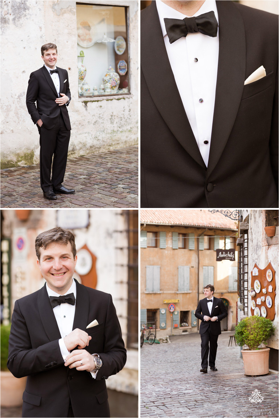 Groom portraits in the city center of Bassano del Grappa, Italy - Blog of Nina Hintringer Photography - Wedding Photography, Wedding Reportage and Destination Weddings