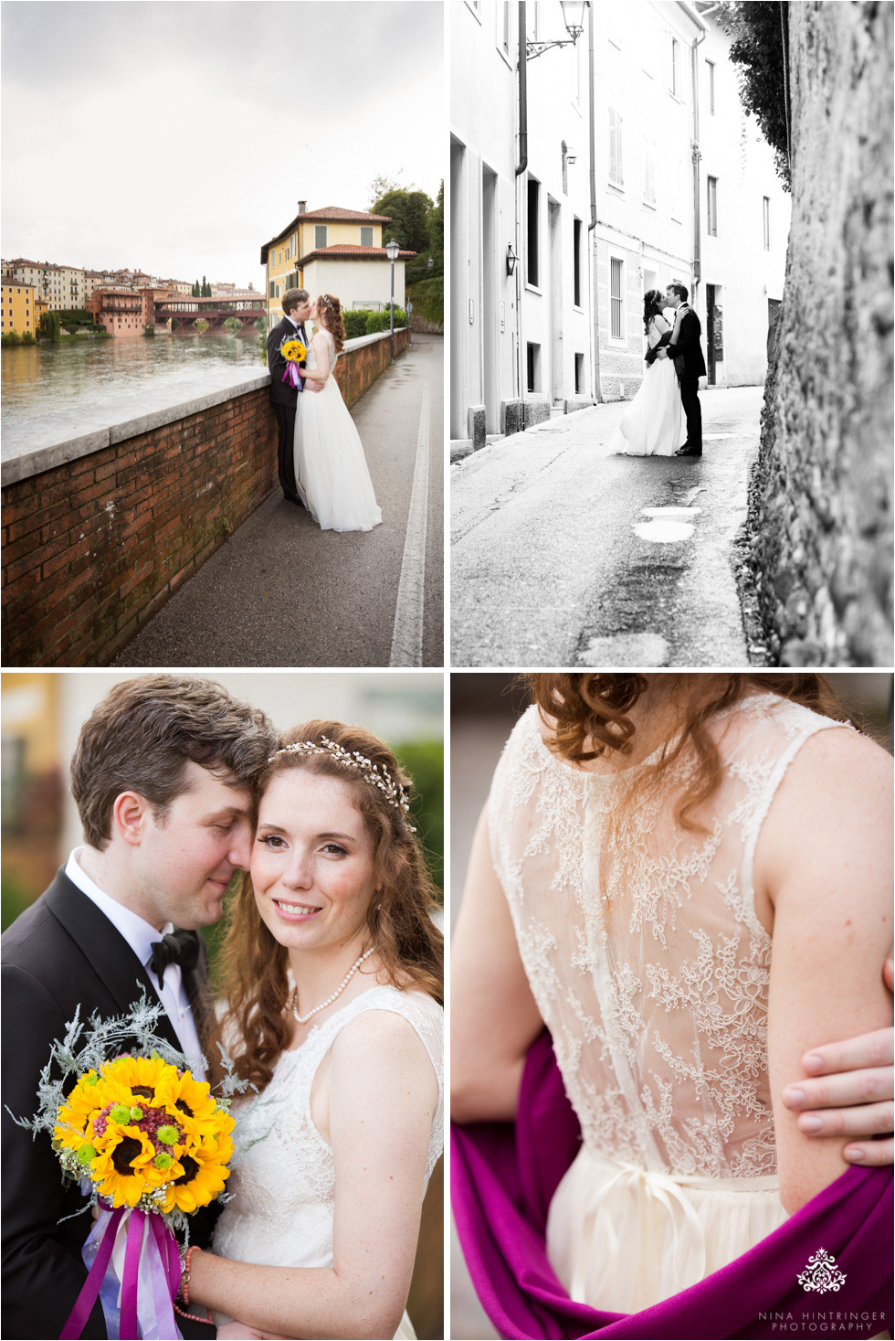 Wedding portraits in front of the Ponte Vecchio in Bassano del Grappa, Italy - Blog of Nina Hintringer Photography - Wedding Photography, Wedding Reportage and Destination Weddings