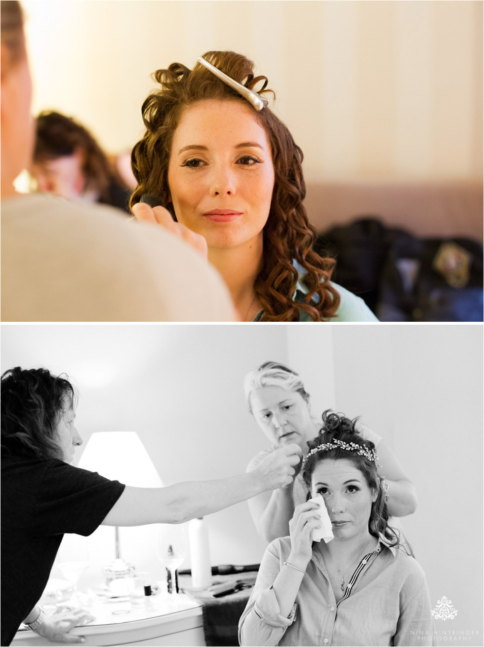 Bride getting hair and make-up done on her wedding day in Italy, Bassano del Grappa - Blog of Nina Hintringer Photography - Wedding Photography, Wedding Reportage and Destination Weddings