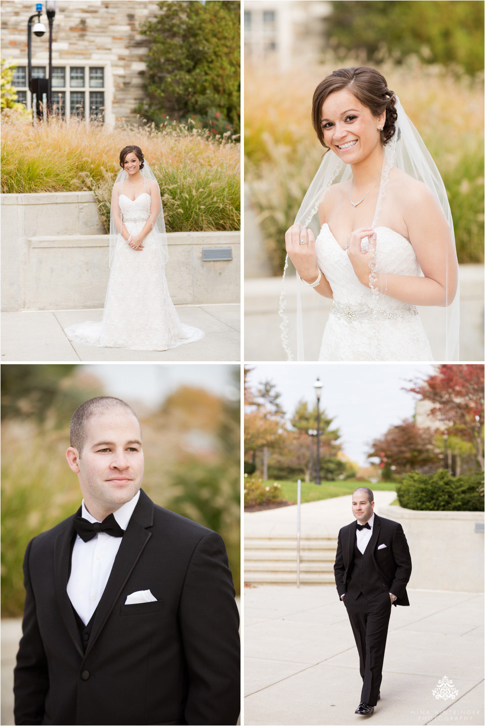 Bridal and groom at Saint Josephs University campus in Philadelphia, Pennsylvania - Blog of Nina Hintringer Photography - Wedding Photography, Wedding Reportage and Destination Weddings