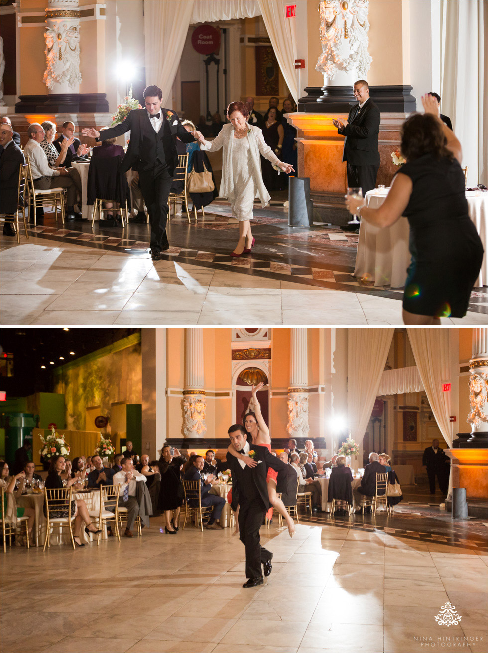 Wedding entrance at Please Touch Museum in Hamilton hall in Philadelphia, Pennsylvania - Blog of Nina Hintringer Photography - Wedding Photography, Wedding Reportage and Destination Weddings