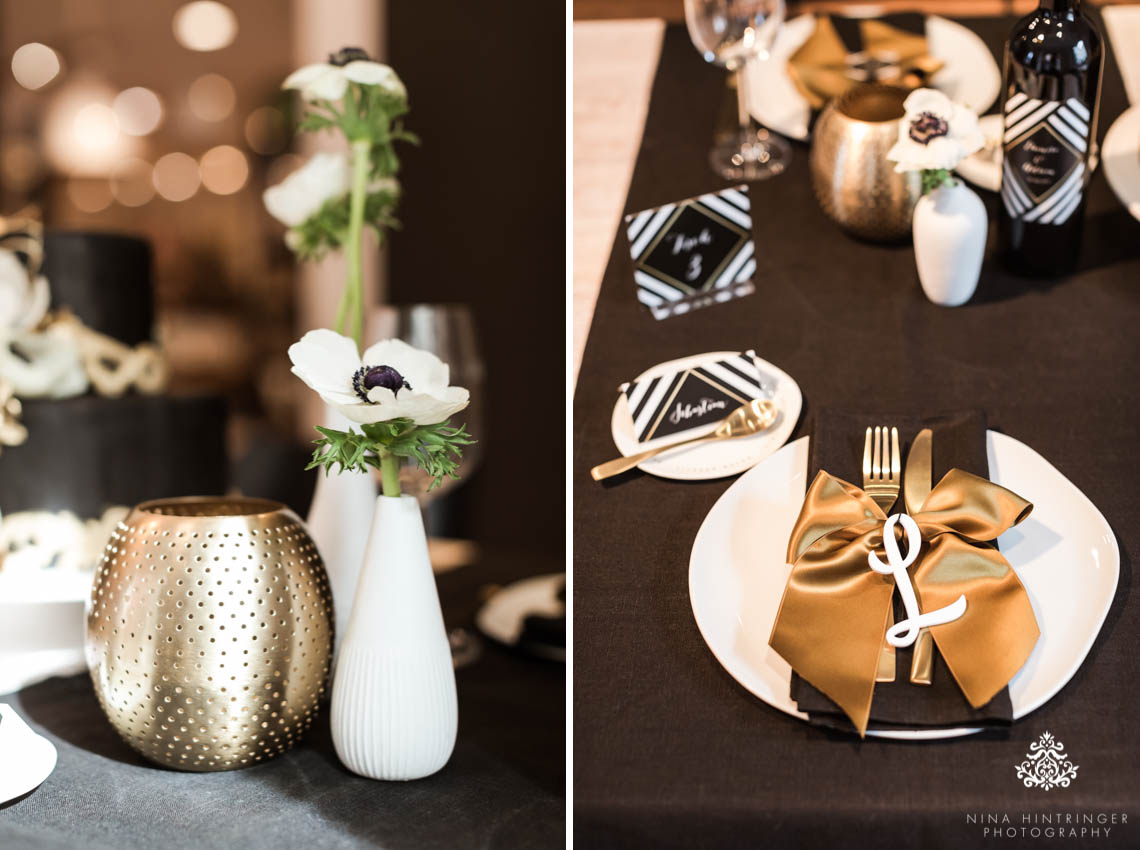 Trendy Black, White and Gold Wedding Stationery, Wedding Cake and Table Decor - Blog of Nina Hintringer Photography - Wedding Photography, Wedding Reportage and Destination Weddings