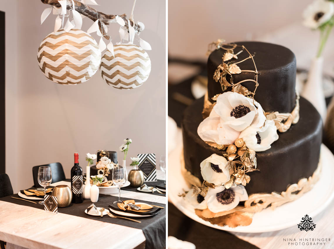 Trendy Black, White and Gold Wedding Stationery, Wedding Cake and Table Decor - Blog of Nina Hintringer Photography - Wedding Photography, Wedding Reportage and Destination Weddings