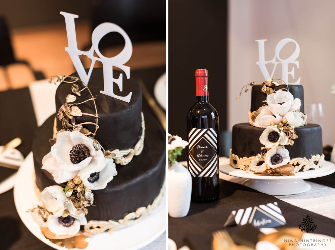 Trendy Black, White and Gold Wedding Stationery, Wedding Cake and Table Decor - Blog of Nina Hintringer Photography - Wedding Photography, Wedding Reportage and Destination Weddings