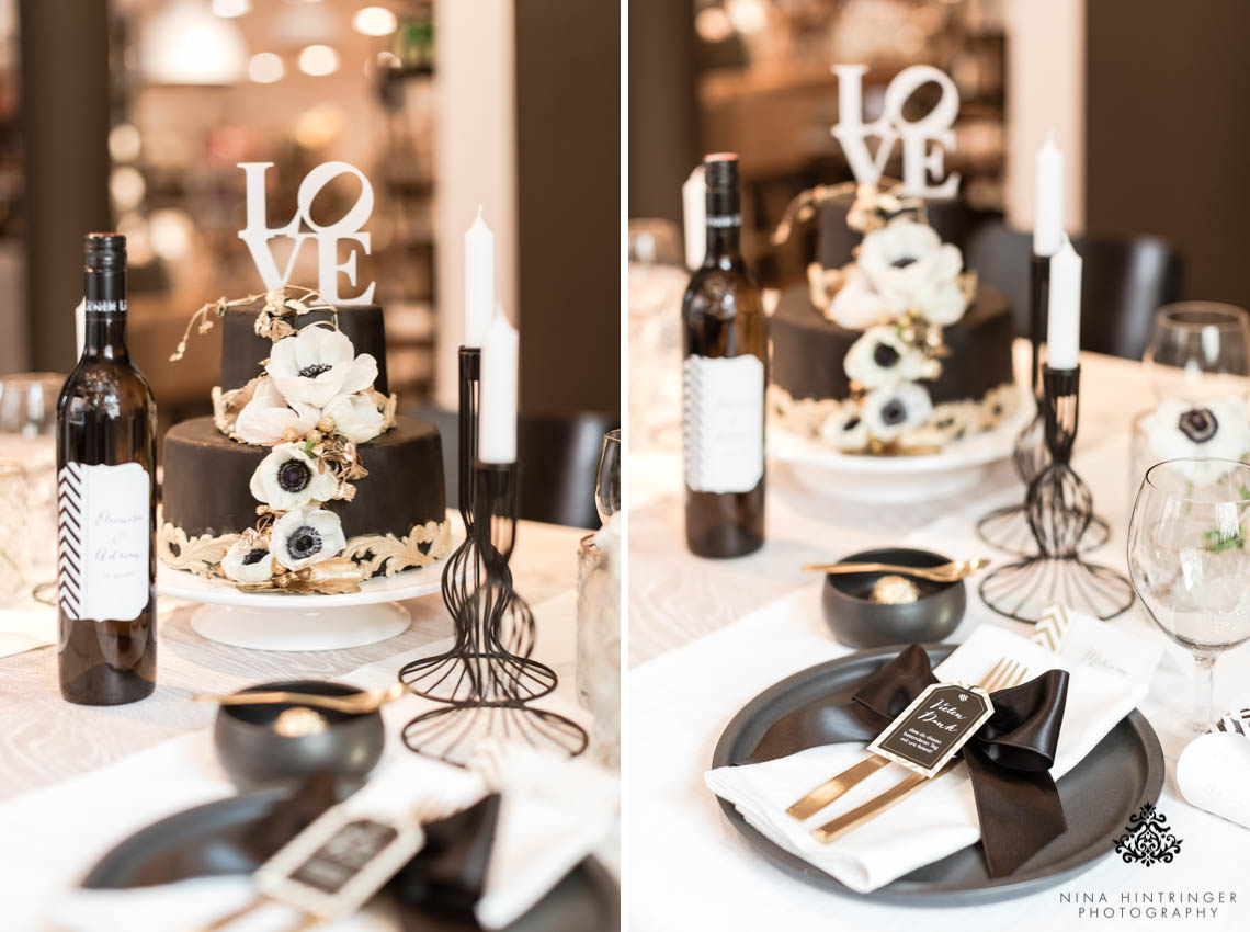Trendy Black, White and Gold Wedding Stationery, Wedding Cake and Table Decor - Blog of Nina Hintringer Photography - Wedding Photography, Wedding Reportage and Destination Weddings