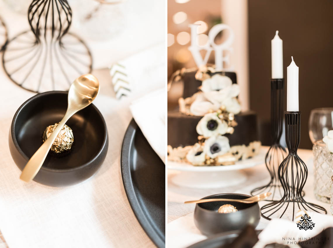 Trendy Black, White and Gold Wedding Stationery, Wedding Cake and Table Decor - Blog of Nina Hintringer Photography - Wedding Photography, Wedding Reportage and Destination Weddings