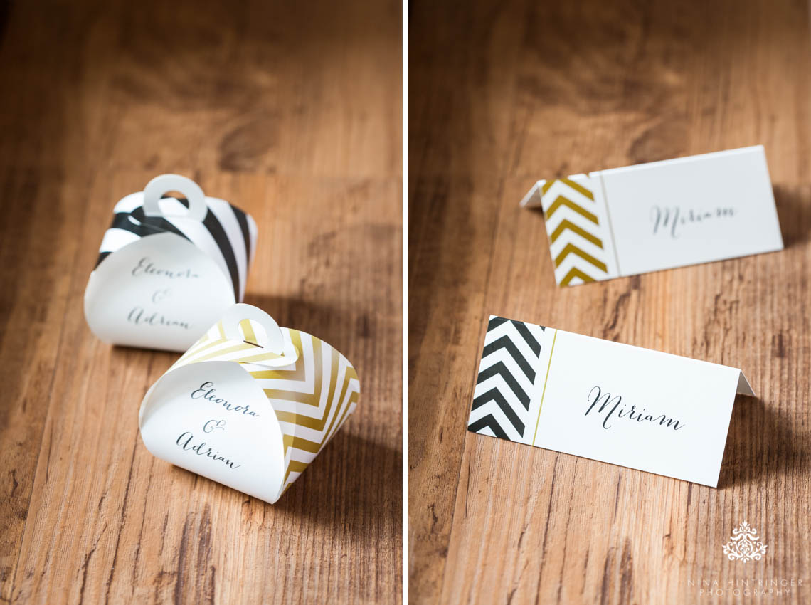 Trendy Black, White and Gold Wedding Stationery, Wedding Cake and Table Decor - Blog of Nina Hintringer Photography - Wedding Photography, Wedding Reportage and Destination Weddings