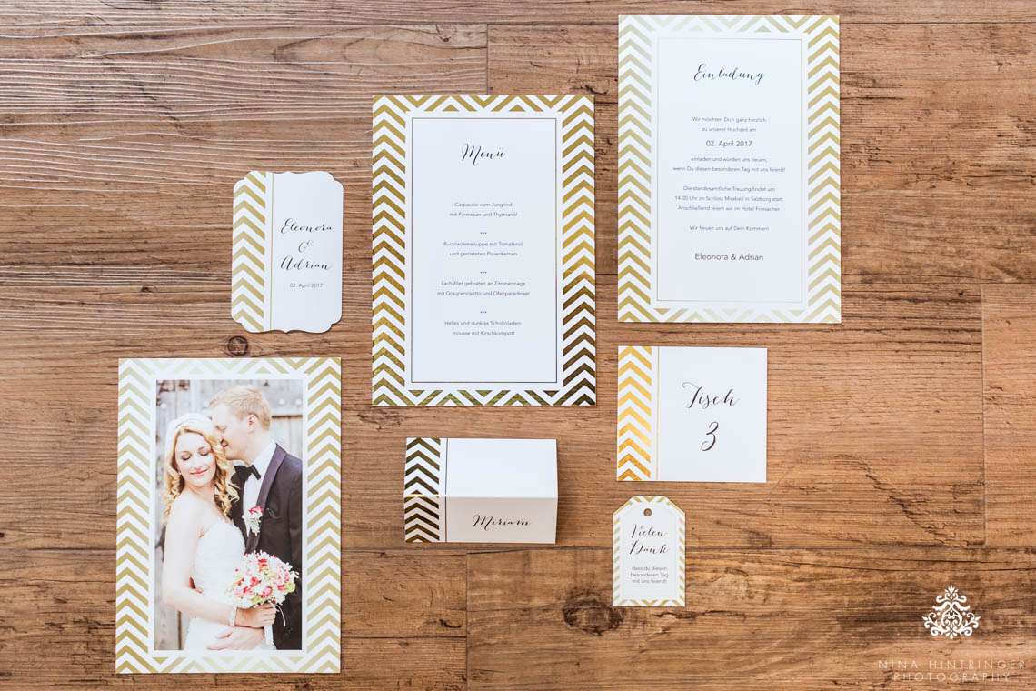 Trendy Black, White and Gold Wedding Stationery, Wedding Cake and Table Decor - Blog of Nina Hintringer Photography - Wedding Photography, Wedding Reportage and Destination Weddings