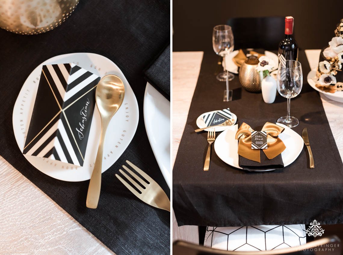 Trendy Black, White and Gold Wedding Stationery, Wedding Cake and Table Decor - Blog of Nina Hintringer Photography - Wedding Photography, Wedding Reportage and Destination Weddings